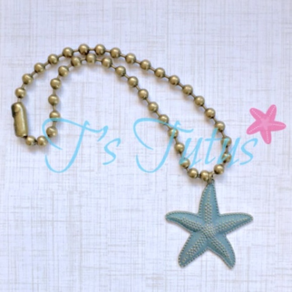 LARGE Bronze Patina Starfish Necklace on 8mm Bronze Ball Chain